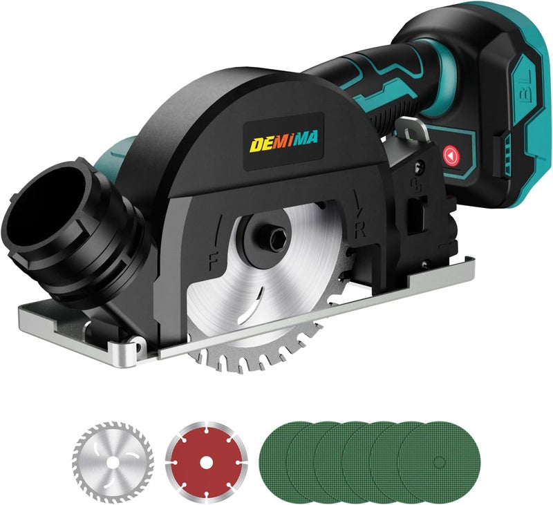 DEMIMA 4" Brushless Cordless Cut-Off Tool Compatible with Makita 18V Battery, 500W mini Saw Up to 12000RPM with 6 Cut Off Wheel, 4" Blades & Base Plate for Metal, Wood, Tile and Plastic (No Battery) - Image 1